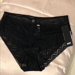 DKNY Black Geometric Lace Hipster Panty